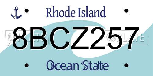 8BCZ257 Rhode Island License Plate