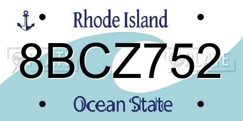 8BCZ752 Rhode Island License Plate