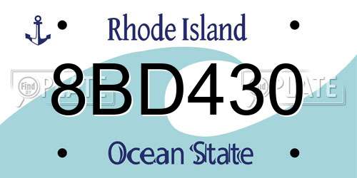 8BD430 Rhode Island License Plate