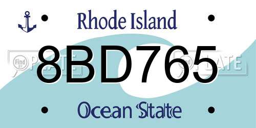 8BD765 Rhode Island License Plate