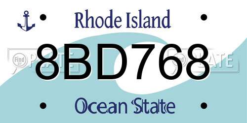 8BD768 Rhode Island License Plate