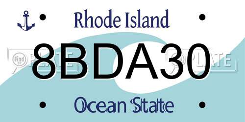 8BDA30 Rhode Island License Plate