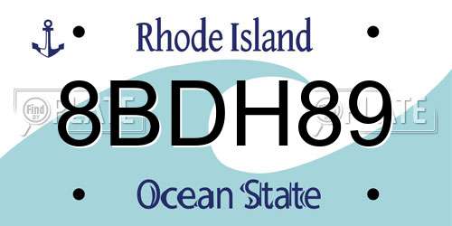 8BDH89 Rhode Island License Plate