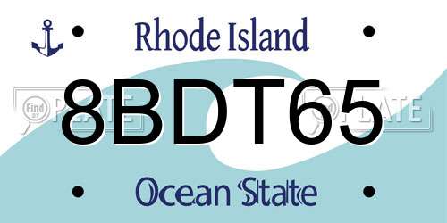 8BDT65 Rhode Island License Plate