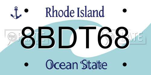 8BDT68 Rhode Island License Plate