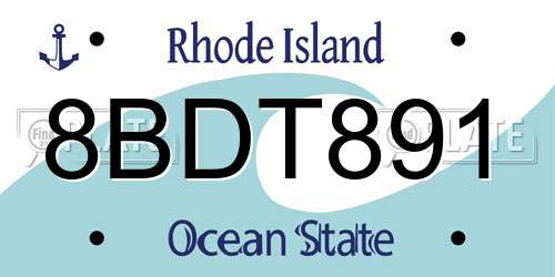 8BDT891 Rhode Island License Plate