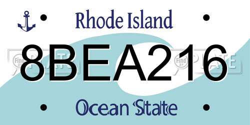 8BEA216 Rhode Island License Plate