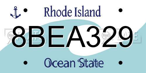 8BEA329 Rhode Island License Plate