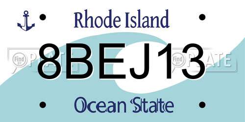 8BEJ13 Rhode Island License Plate