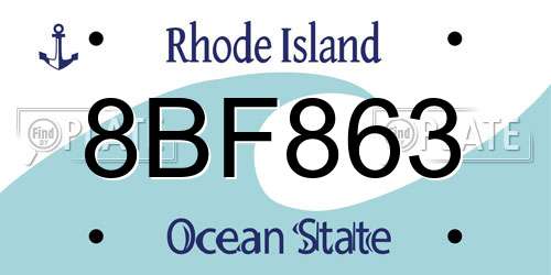 8BF863 Rhode Island License Plate