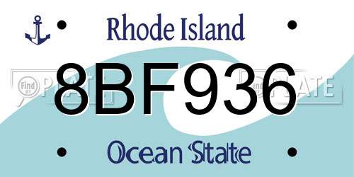 8BF936 Rhode Island License Plate