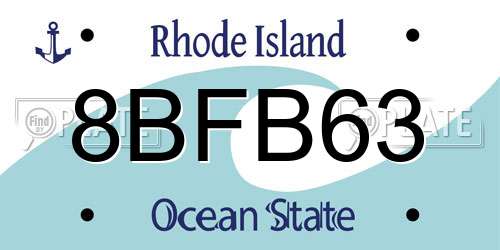 8BFB63 Rhode Island License Plate