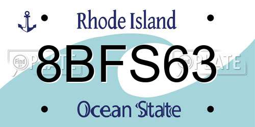 8BFS63 Rhode Island License Plate