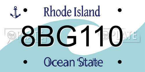8BG110 Rhode Island License Plate