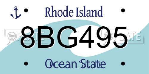8BG495 Rhode Island License Plate