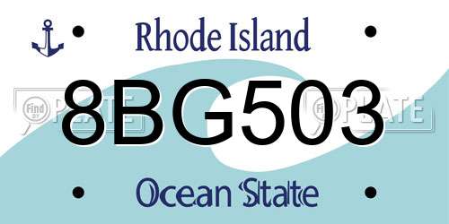 8BG503 Rhode Island License Plate