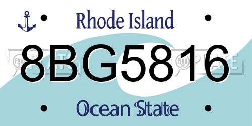 8BG5816 Rhode Island License Plate