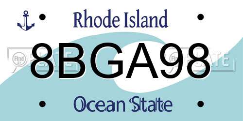 8BGA98 Rhode Island License Plate