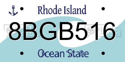 8BGB516 Rhode Island License Plate
