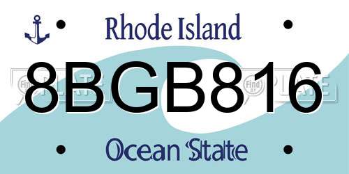 8BGB816 Rhode Island License Plate