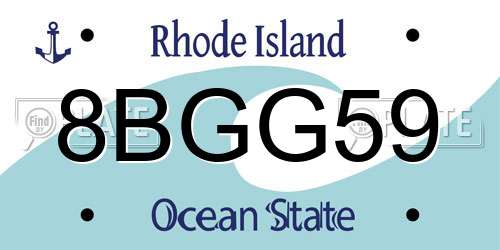 8BGG59 Rhode Island License Plate