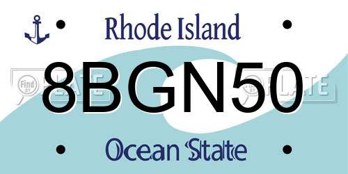 8BGN50 Rhode Island License Plate