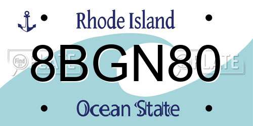 8BGN80 Rhode Island License Plate
