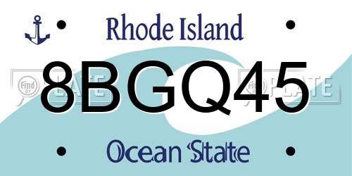 8BGQ45 Rhode Island License Plate