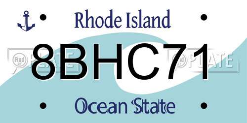 8BHC71 Rhode Island License Plate