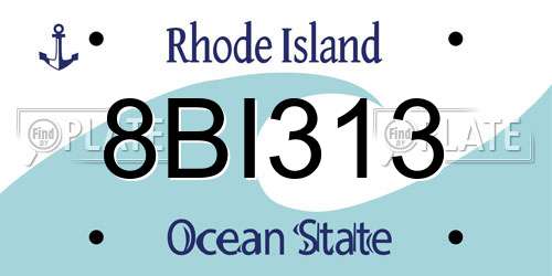 8BI313 Rhode Island License Plate