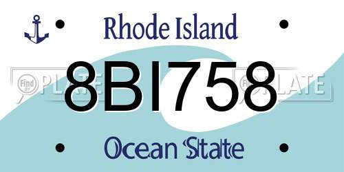 8BI758 Rhode Island License Plate