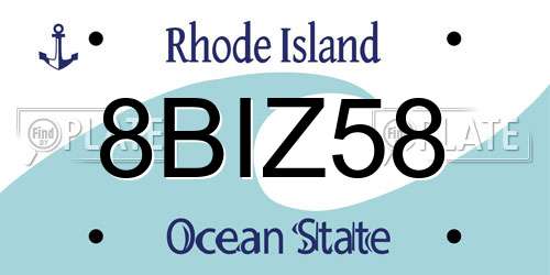 8BIZ58 Rhode Island License Plate