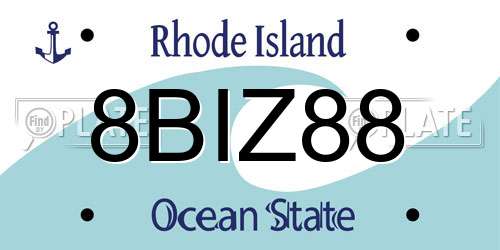 8BIZ88 Rhode Island License Plate