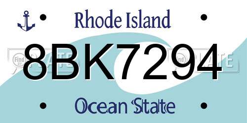 8BK7294 Rhode Island License Plate