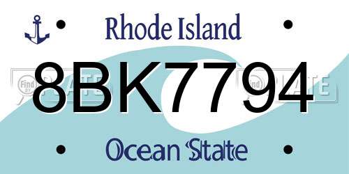 8BK7794 Rhode Island License Plate