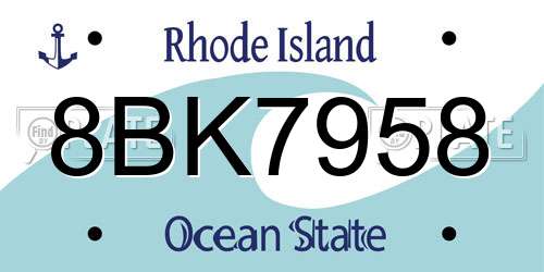 8BK7958 Rhode Island License Plate