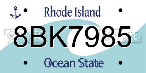 8BK7985 Rhode Island License Plate