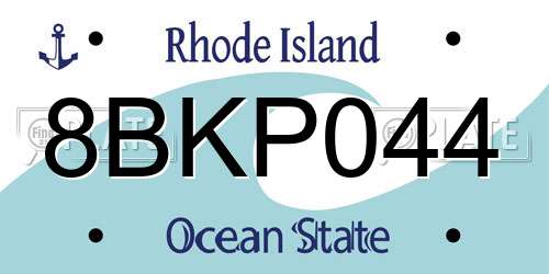 8BKP044 Rhode Island License Plate