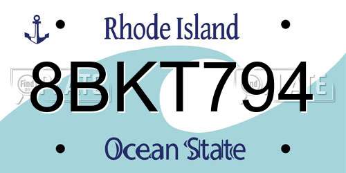 8BKT794 Rhode Island License Plate