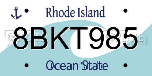 8BKT985 Rhode Island License Plate