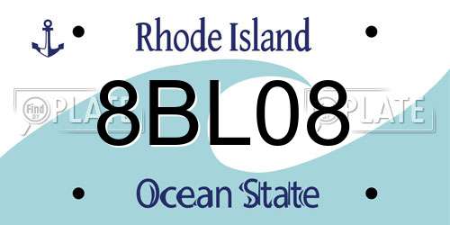 8BL08 Rhode Island License Plate