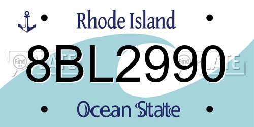 8BL2990 Rhode Island License Plate