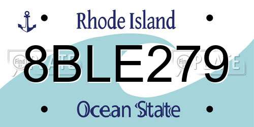 8BLE279 Rhode Island License Plate
