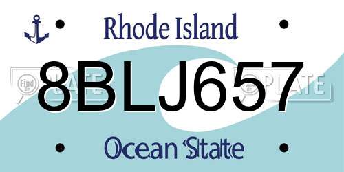 8BLJ657 Rhode Island License Plate