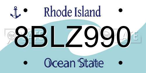 8BLZ990 Rhode Island License Plate