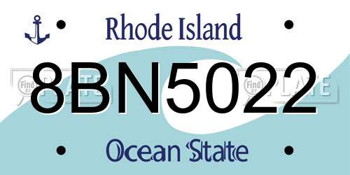 8BN5022 Rhode Island License Plate