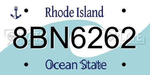 8BN6262 Rhode Island License Plate
