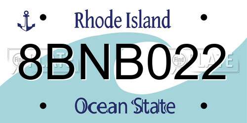 8BNB022 Rhode Island License Plate