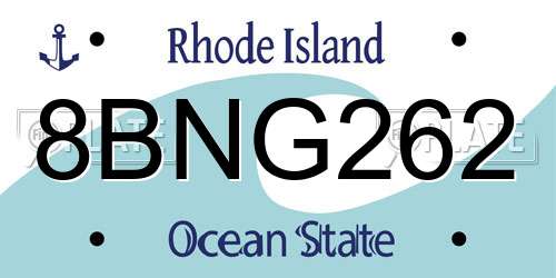 8BNG262 Rhode Island License Plate