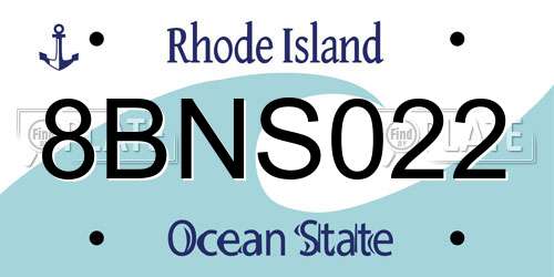 8BNS022 Rhode Island License Plate